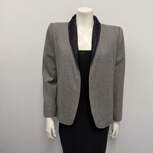 Vintage Roberta di Camerino Jacket Black & Gray Herringbone NEEDS TLC Size 8
